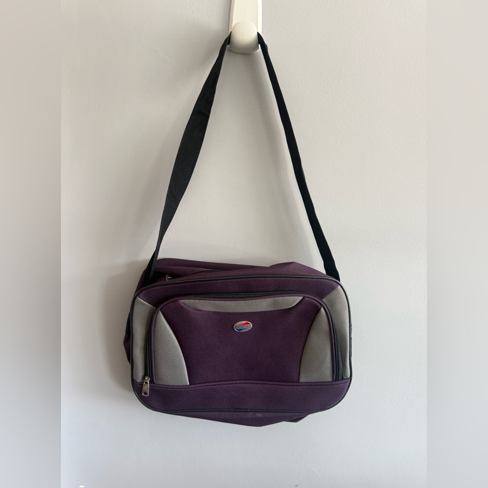 American Tourister Purple Travel Carry On Shoulder Bag Personal Item